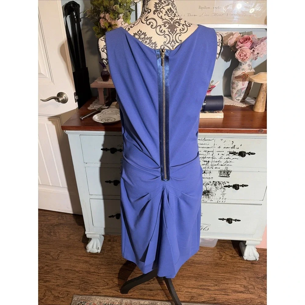 Etcetera Women's Blue Sleeveless Shift Dress Ruched Back size 8